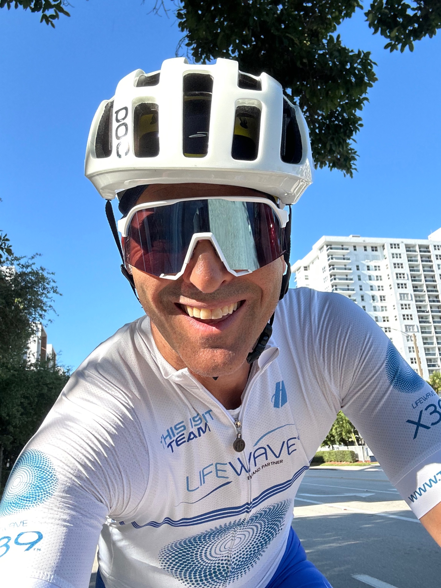 Ian Farrar in LifeWave cycling kit on a training ride