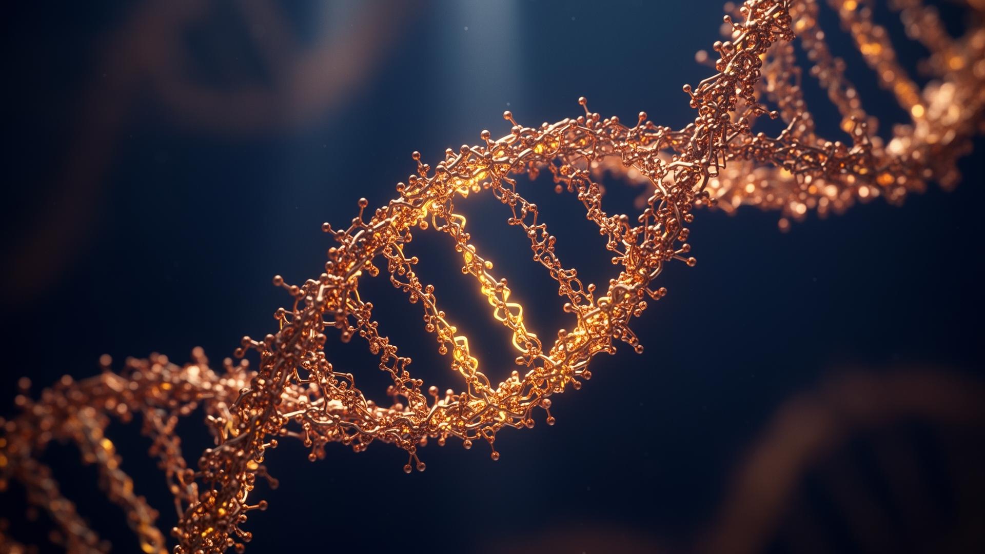 DNA helix illuminated by phototherapy light — clinical macro biology