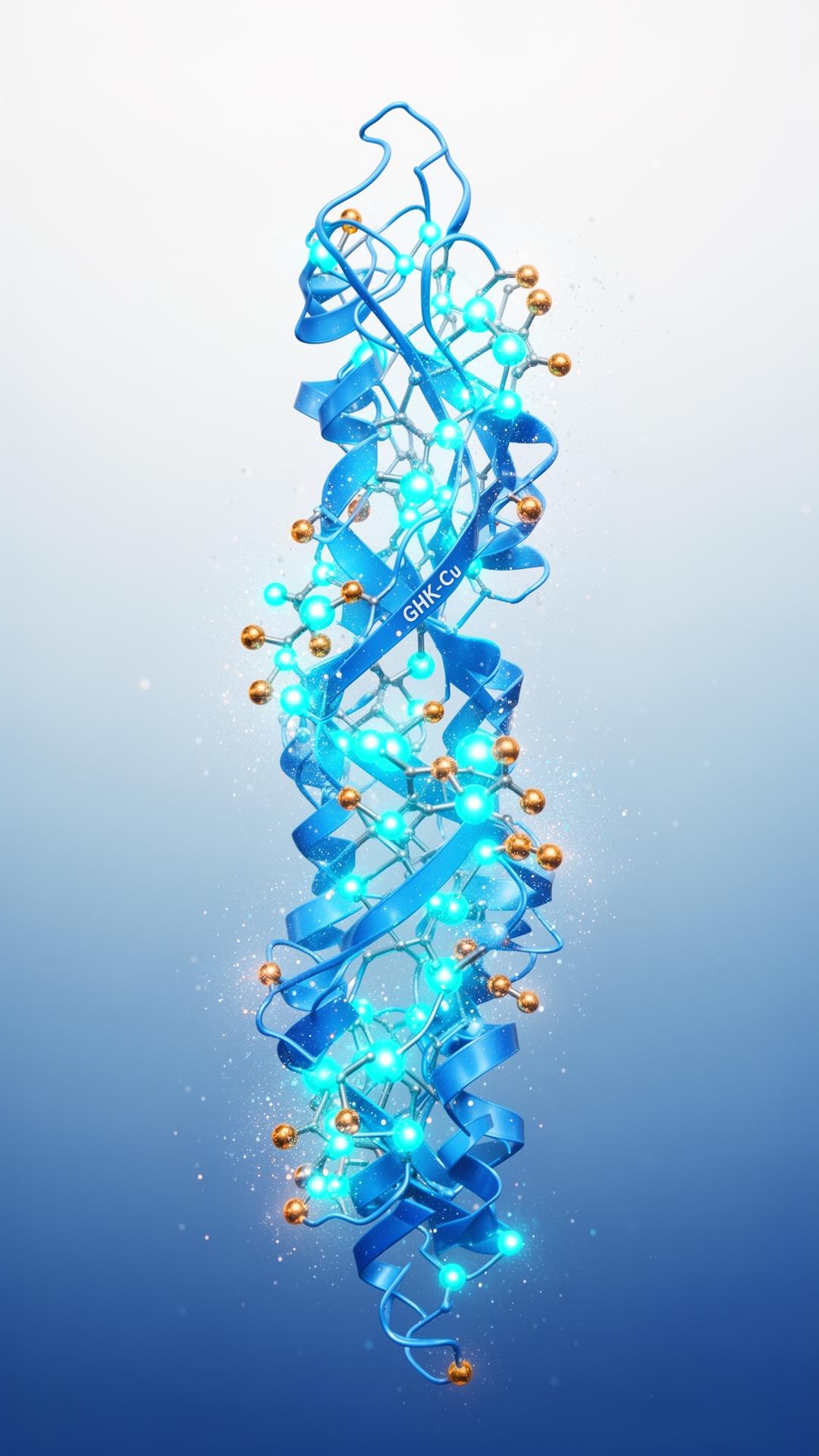 GHK-Cu copper peptide molecular structure glowing