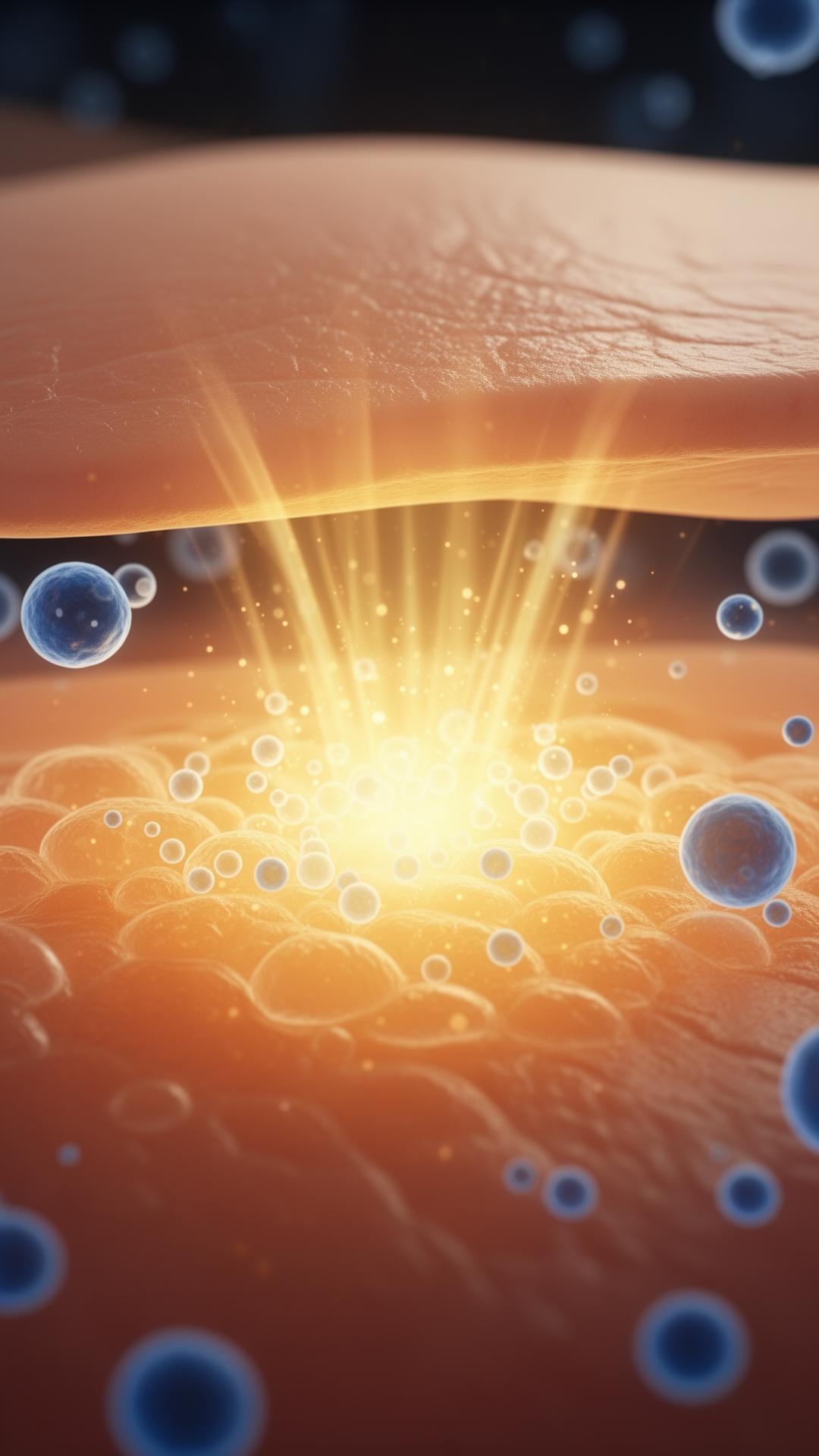 Infrared light entering skin and awakening cells